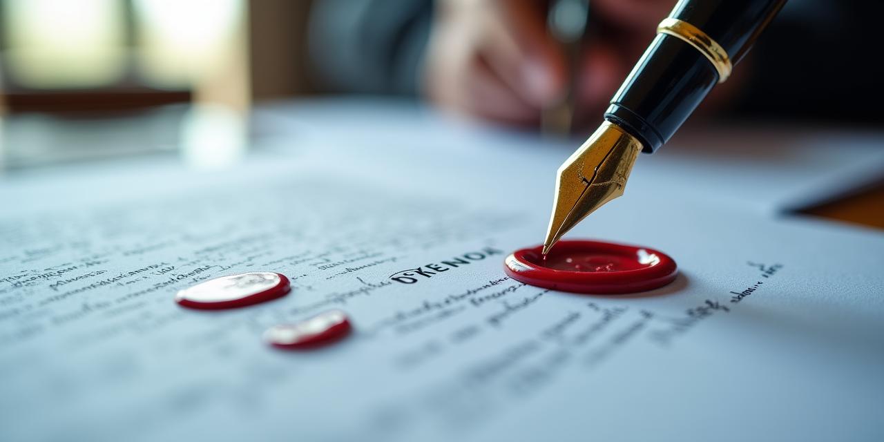 Close up of a legal document highlighting a signature line with a broken seal concept